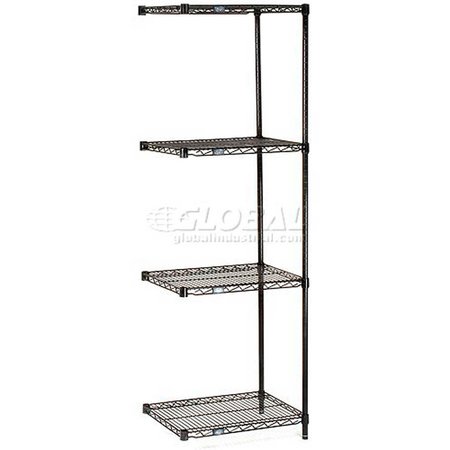 NEXEL Black Epoxy, 5 Tier, Wire Shelving Add-On Unit, 36W x 14D x 86H A14368B5